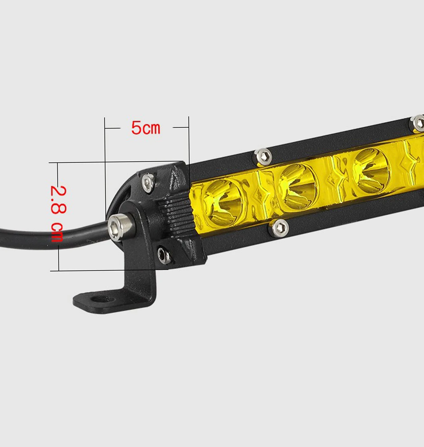 Off Road 4X4 Yellow 18W 36W 90W 7 inch 12 inch 32inch Single Row Super Slim Mini Led Light Bar for Motorcycle ATV UTV