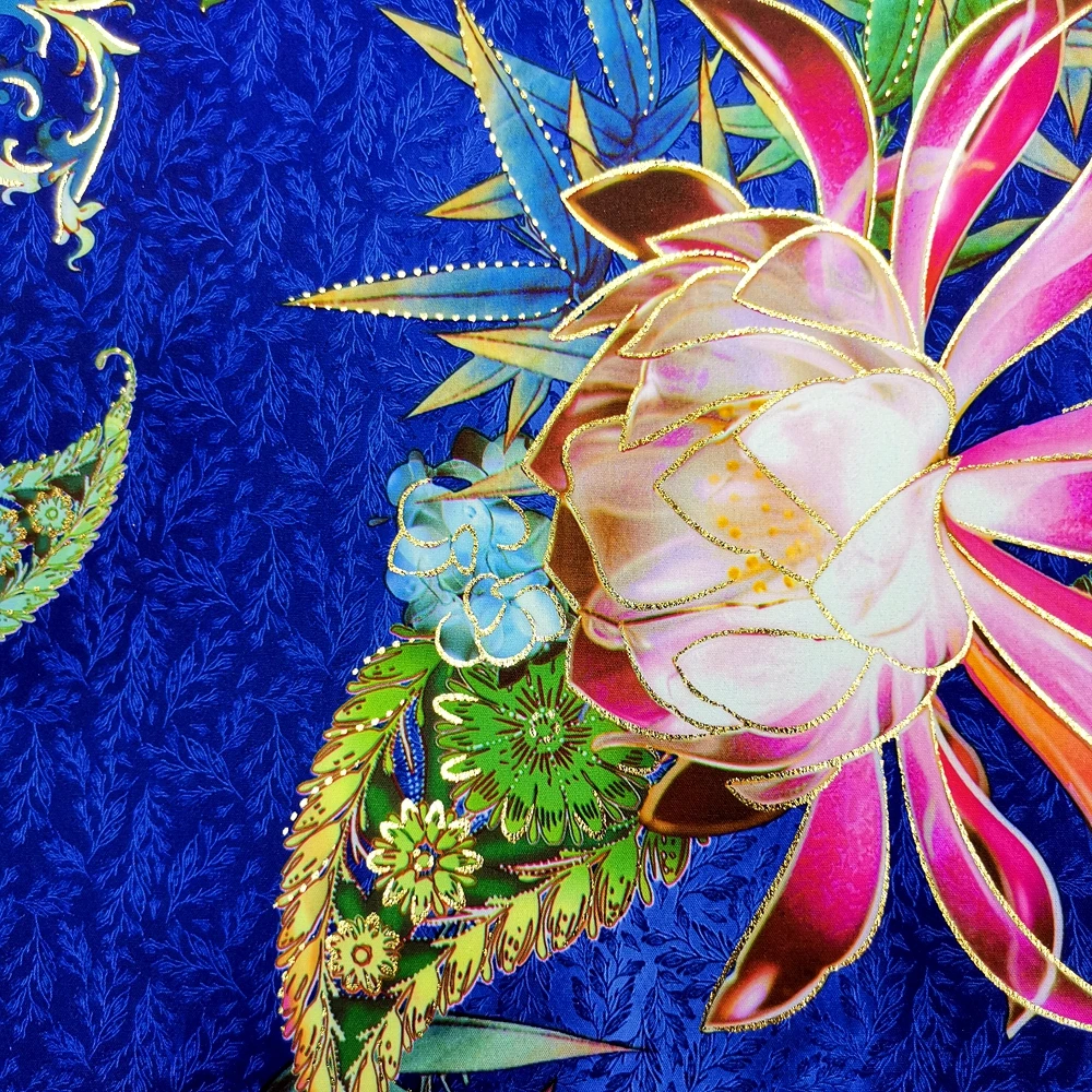 Wholesale Chinese foil printing 4 way twill stretch fabric