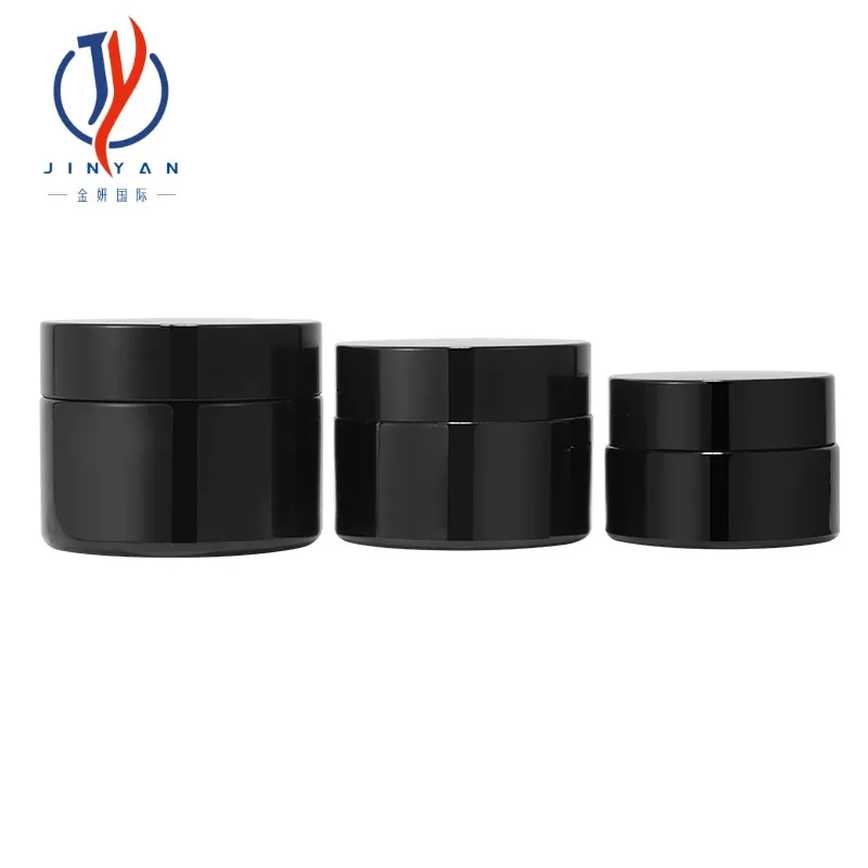 20g 30g 50g Skincare Sunscreen Small Moq Cosmetic Face Cream Glass Bottle Jars With Black Plastic Lid In Stock