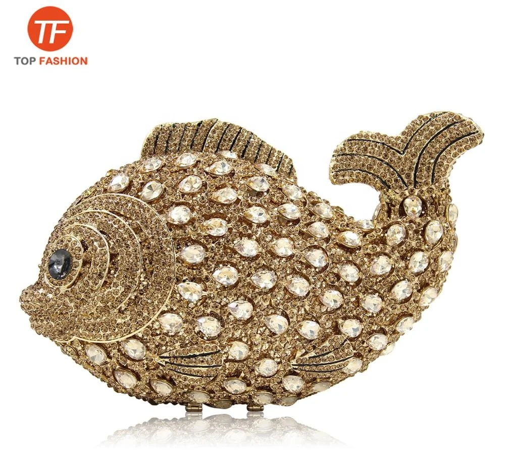 Luxury Fish Crystal Rhinestone Party Hardcase Clutch Evening Bag from Factory