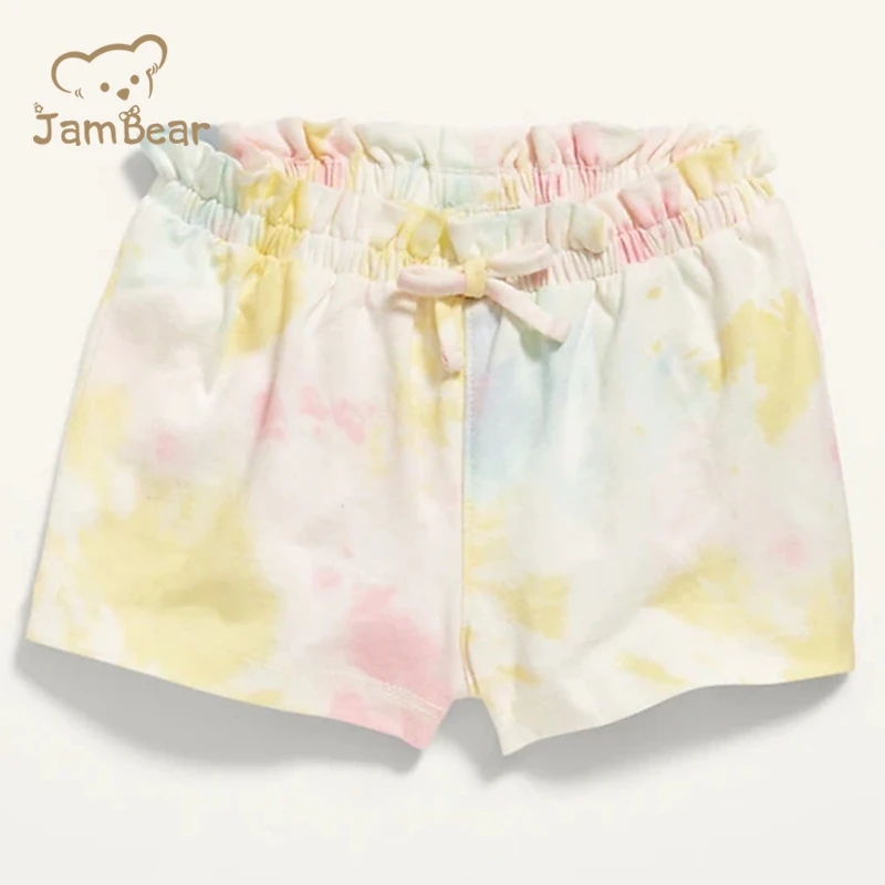 Шорты детские JamBear из органического хлопка Джоггеры для девочек с естественным принтом Короткие