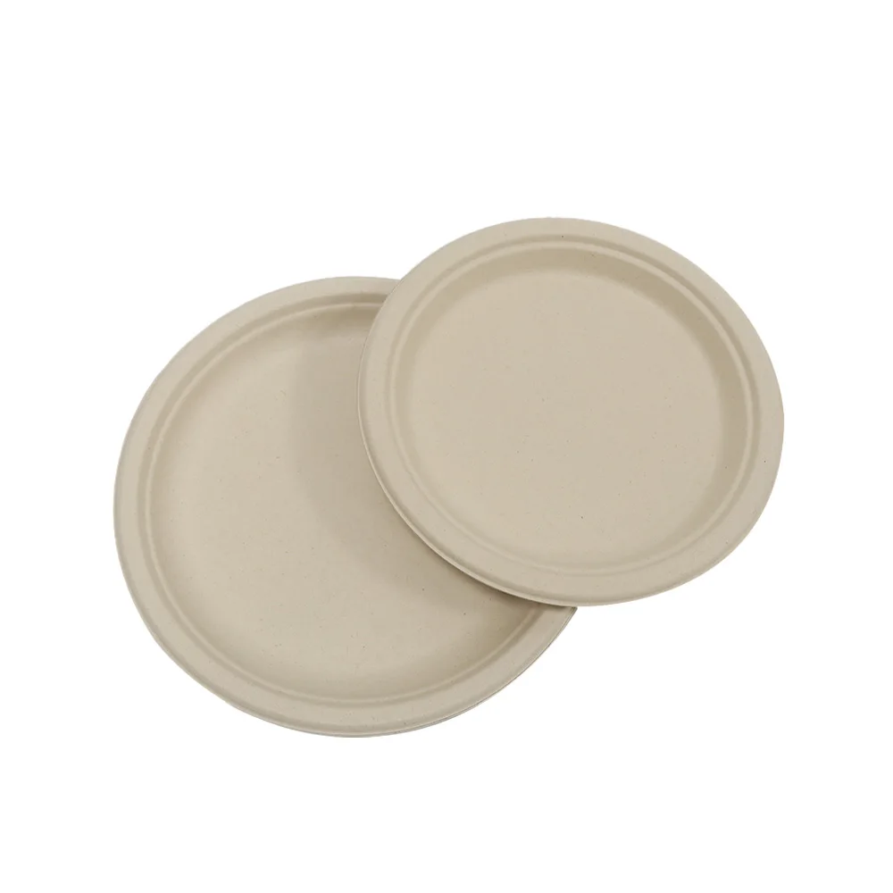 Customized compostable bagasse Dish Eco-friendly Bagasse Tableware sugarcane Pulp dessert round Cake paper plate Dish