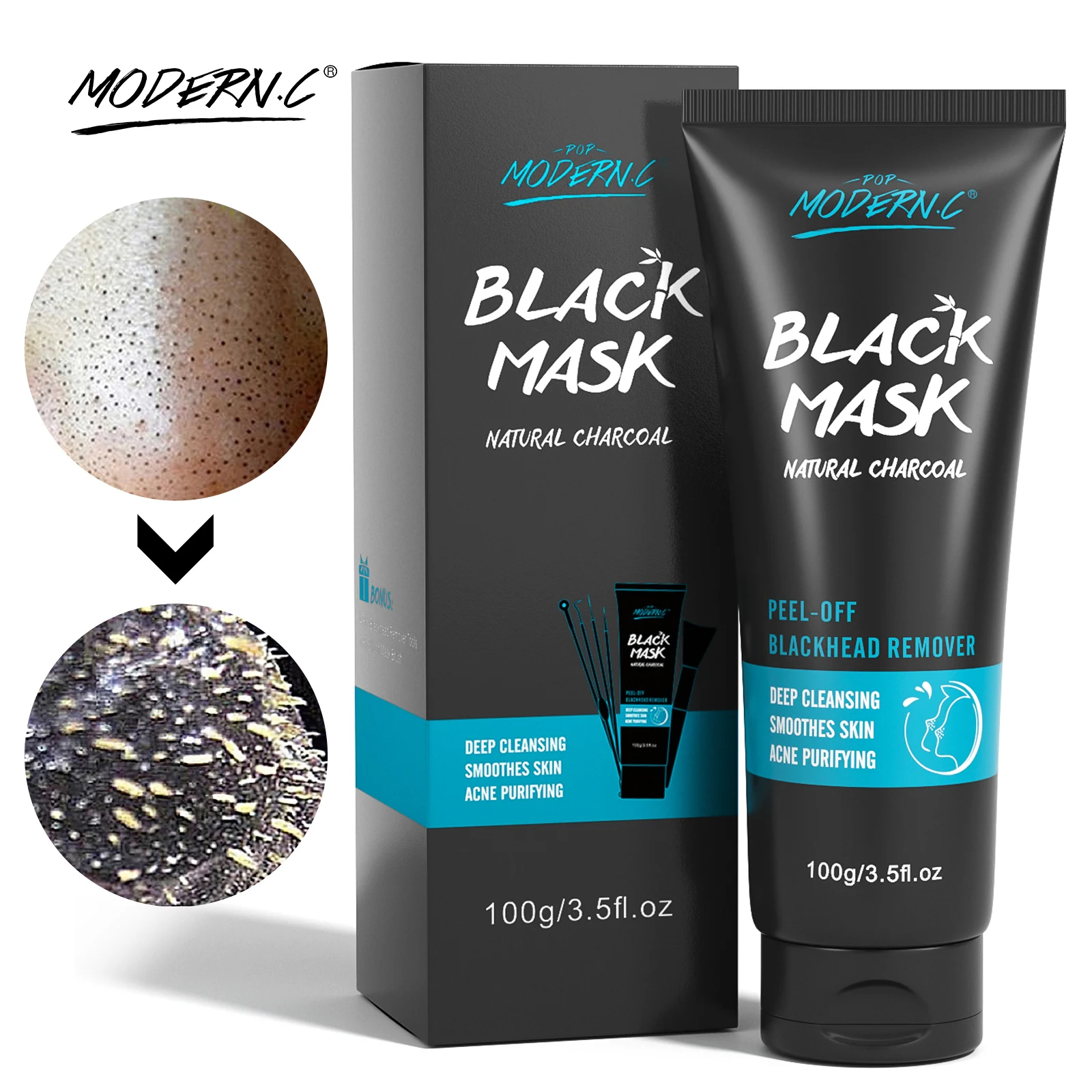 Skin Care Bamboo Charcoal Blackhead Remove Strip Peel Off Nose Mask