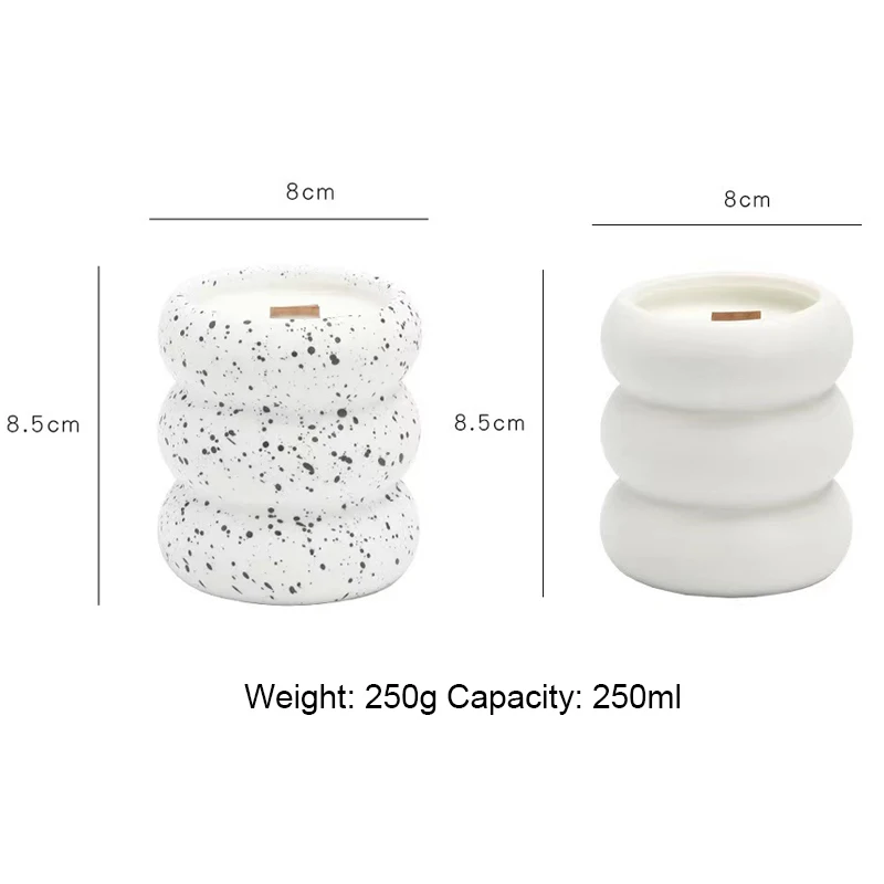 250ml 8oz Wholesale Custom Empty Nordic Modern Matte White Marble Donut Circle Tire Design Ceramic Candle Jar Vessel