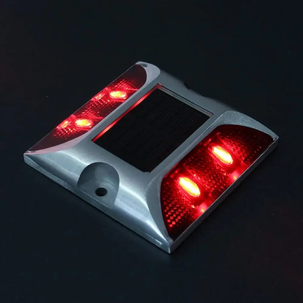 Waterproof 4LED Flashing Solar Road Stud Light Security Warning Lamp For Pathway