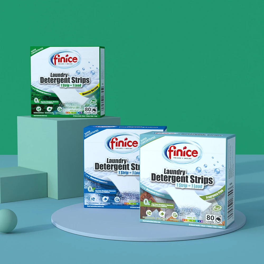 Finice Widely Used For Hot And Cold Water Plant based Formulation Laundry Strips Laundry Detergent Sheets