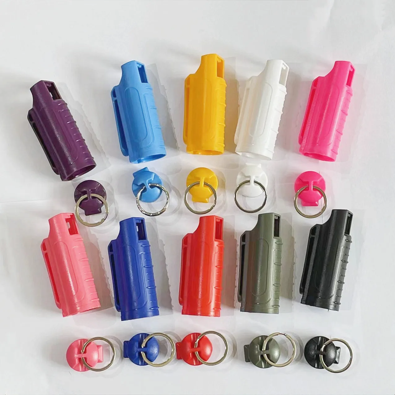 Hot Sale high quality plastic spray shell self defense keychain set with 20ml aluminum can spray