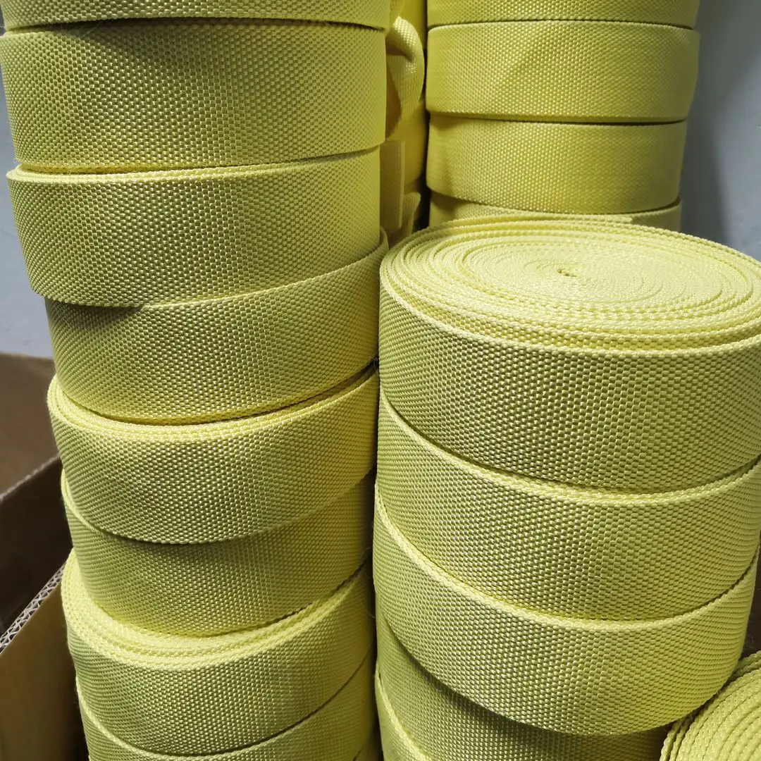 Factory Customization 45mm black intermediate aramid webbing High temperature resistance flame retardancyaramid fiber webbing