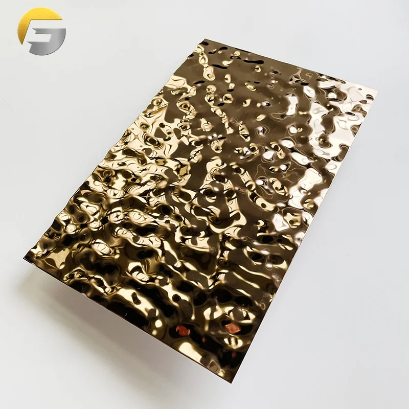 CL0147 PVD color free sample metal stainless steel water ripple sheet for hotel decoration