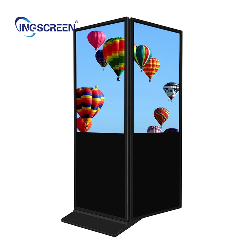 INGSCREEN 43 49 55 Inch LCD Dual Screen Touch Screen Totem Display Indoor Double Sided Digital Signage Floor Standing Kiosk