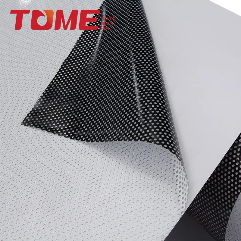 manufacture tome building window film heat rejection 140g perforated vinyl printable pvc sticker film vinyl mesh one way vision