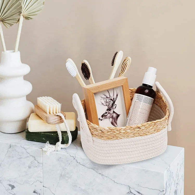 Home Wholesale Customized Decorative Cotton Rope Woven Baby Nursery Baskets for Clothes