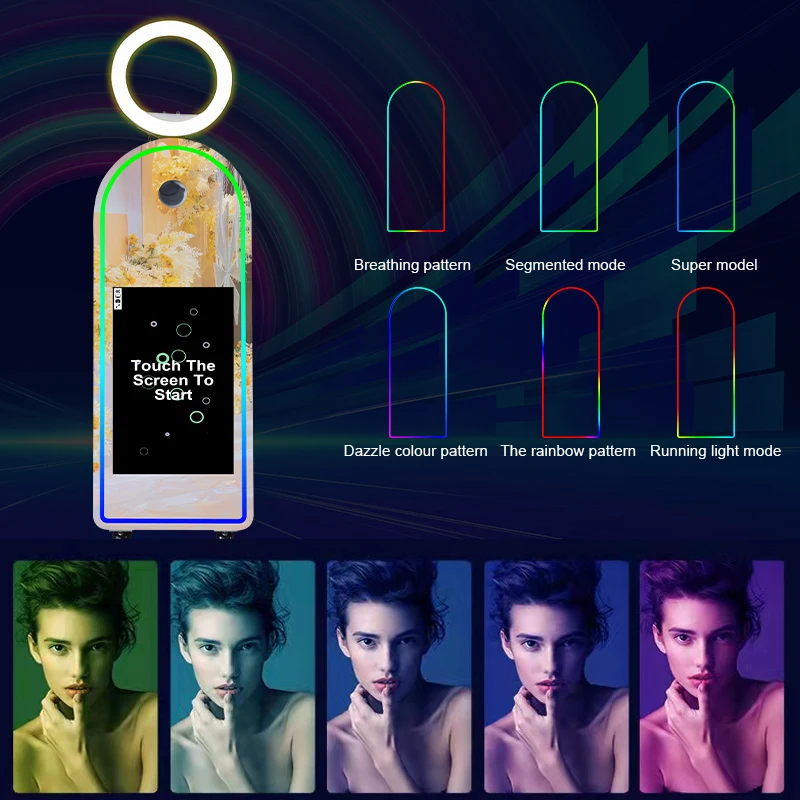 Wedding Events Photobooth Portable Selfie Led Frame Kiosk Touch Screen  Magic Mirror Photo Booth Machine