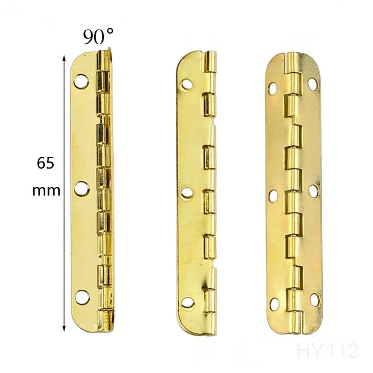 Factory supply 90 degree long gold metal box hinge for wooden cases