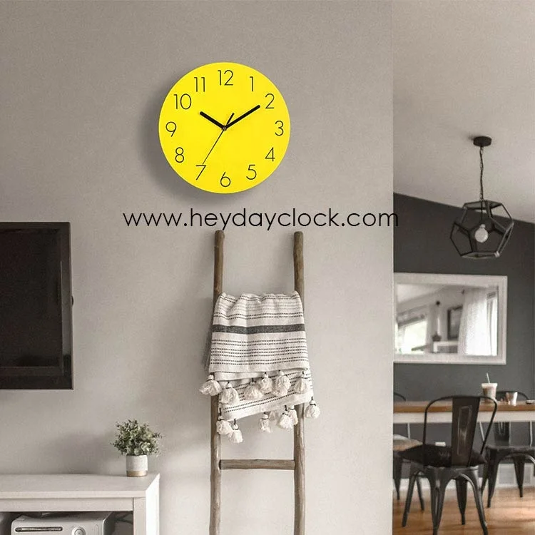 
12 inch modern design simple european style silent sweep movement wood wall clock minimal 
