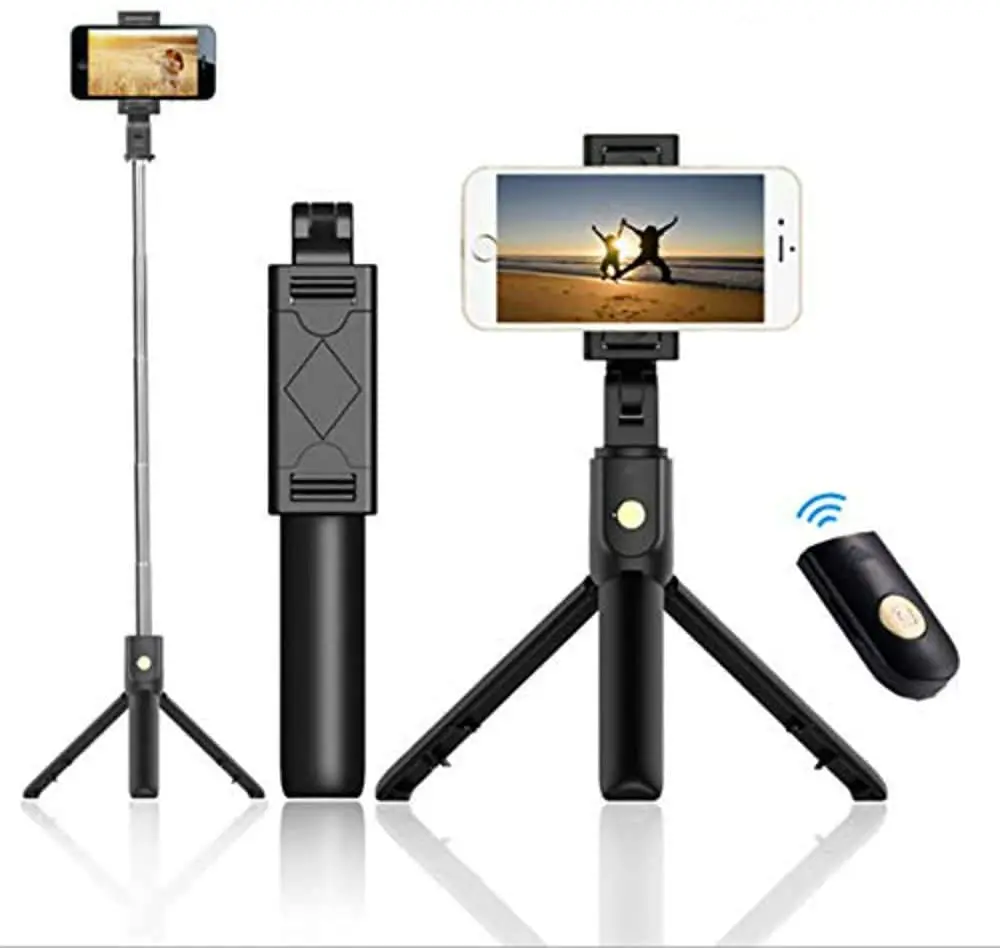 K07 Wireless Selfie Stick With Tripod Shutter Remote Control 3 in 1 Mini Foldable Extendable Handheld Monopod for Smart phone
