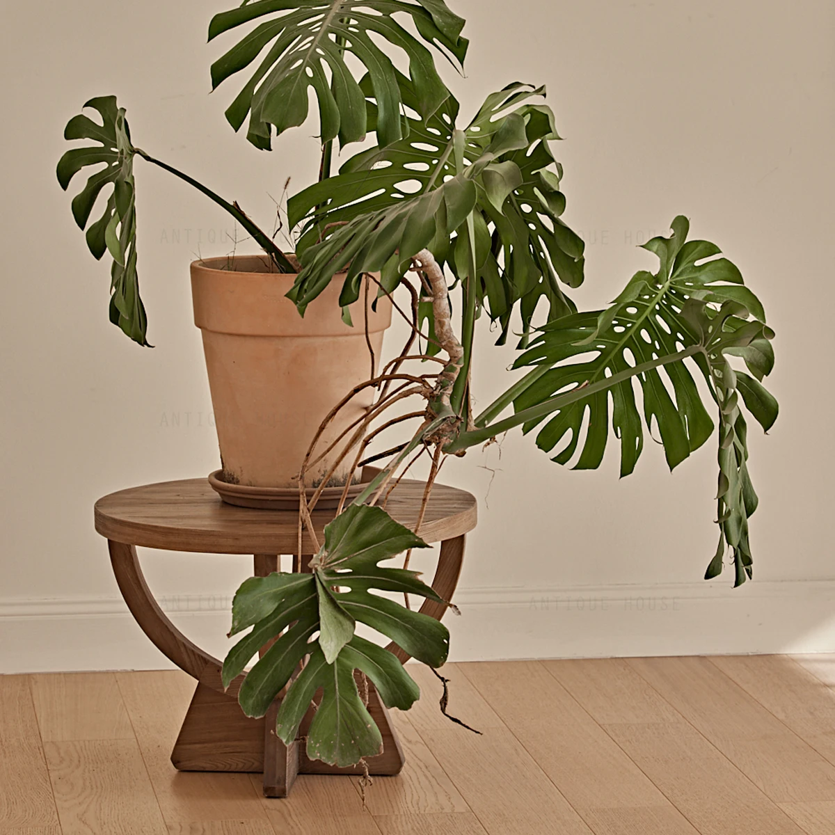 Ethnic Chic recycled elm Light natural washed end table living room round wood coffee table