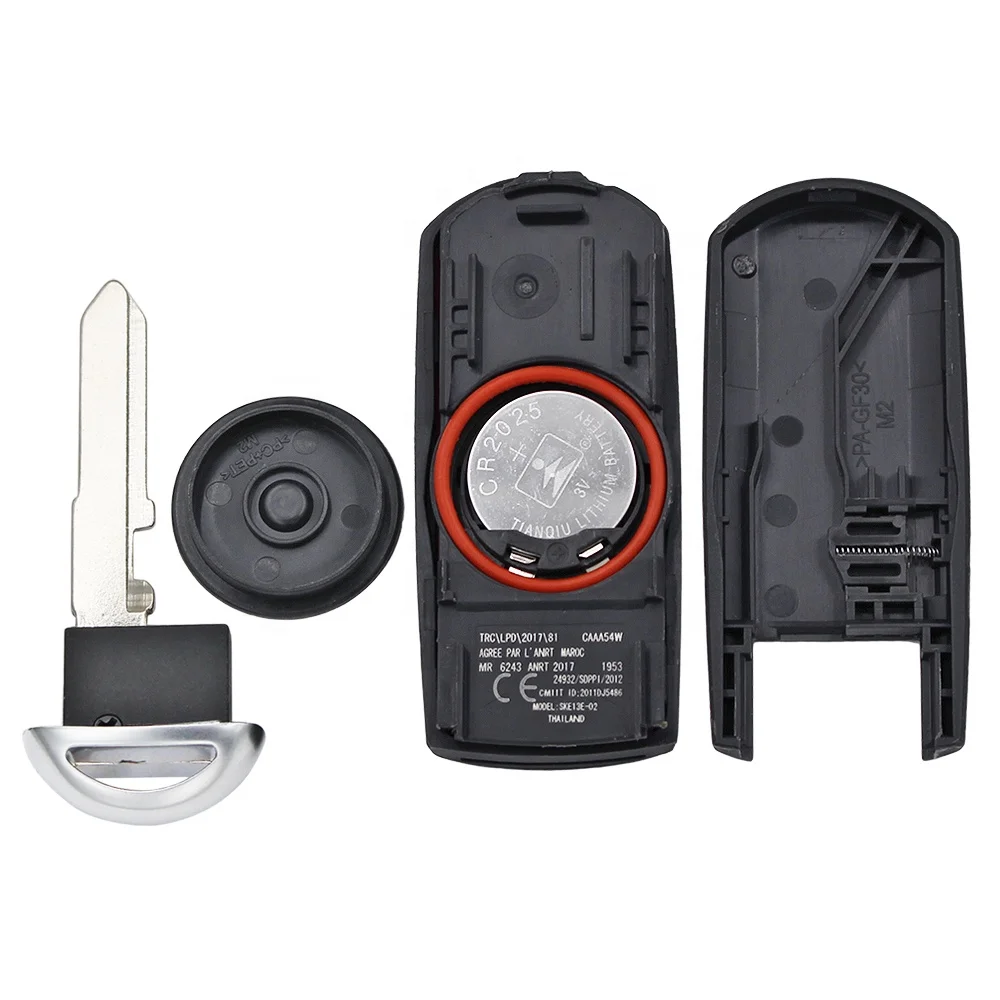 4 Buttons Smart Remote Car Key Fob 433MHz with 49 Chip for Mazda (for Mitsubishi System) 6 3 MX-5 CX-3 CX-5 CX-7, SKE13E-01