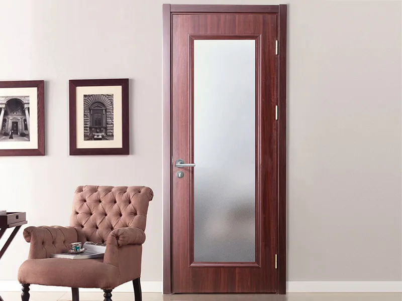 Modern Design Interior Wooden Door Bathroom Door With Glass Room Door