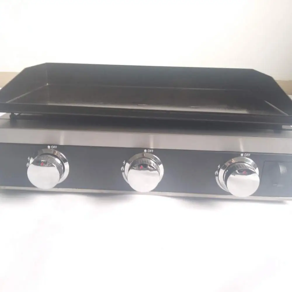 Gas Griddle Grill Portable Camping Griddles 33,000 BTU 3 Burners Tabletop Griddle with 1 lb Regulator Tabletop Grill