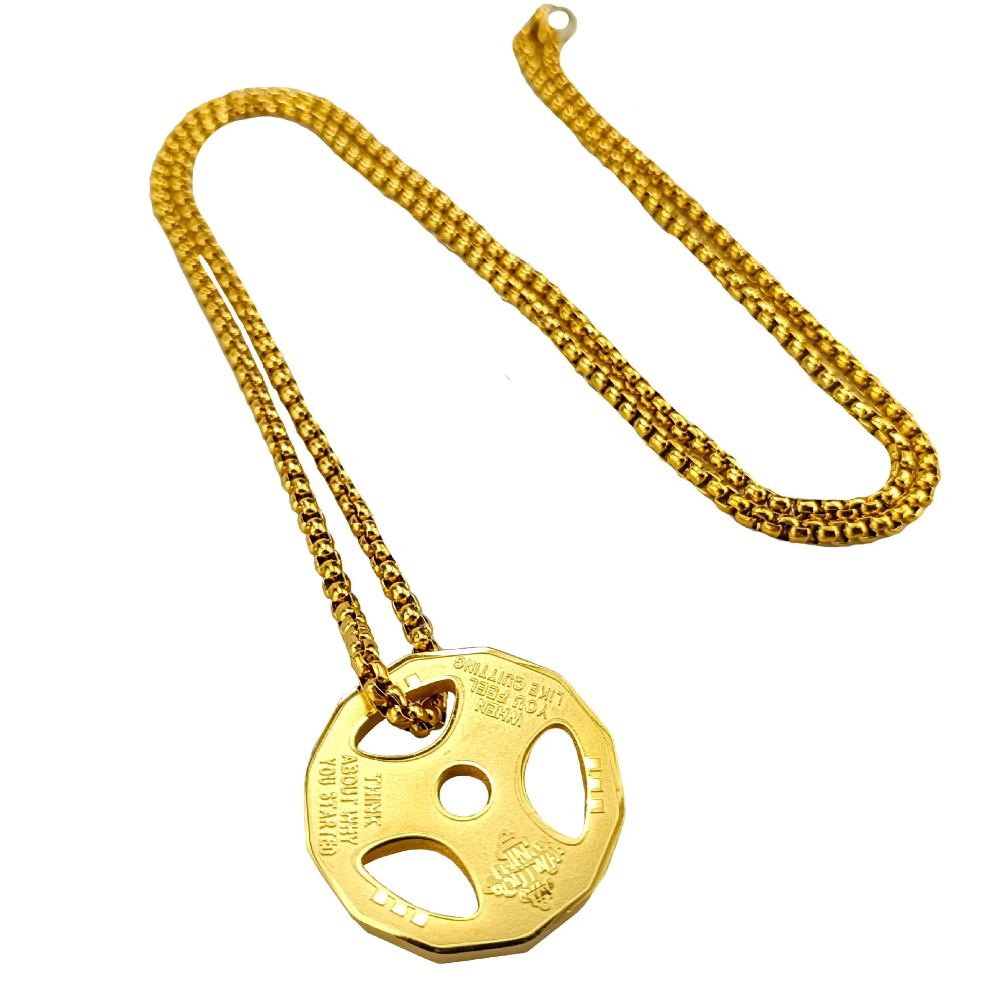 general trend pendants stainless steel jewelry clothing Fitness dumbbell sports barbell necklace