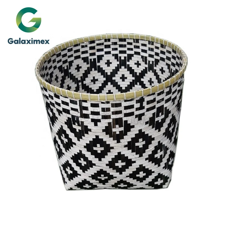 New Design Black white Bamboo Storage Baskets Laundry Baskets Handmade Wicker Storage Basket for Plants and Flowers