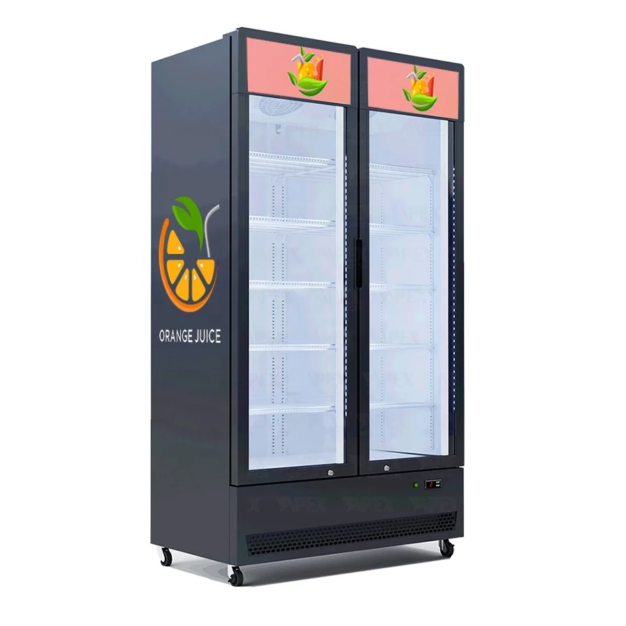APEX Vertical Upright drink beverage Freezer beverage refrigerator Glass door commercial refrigeration equipment