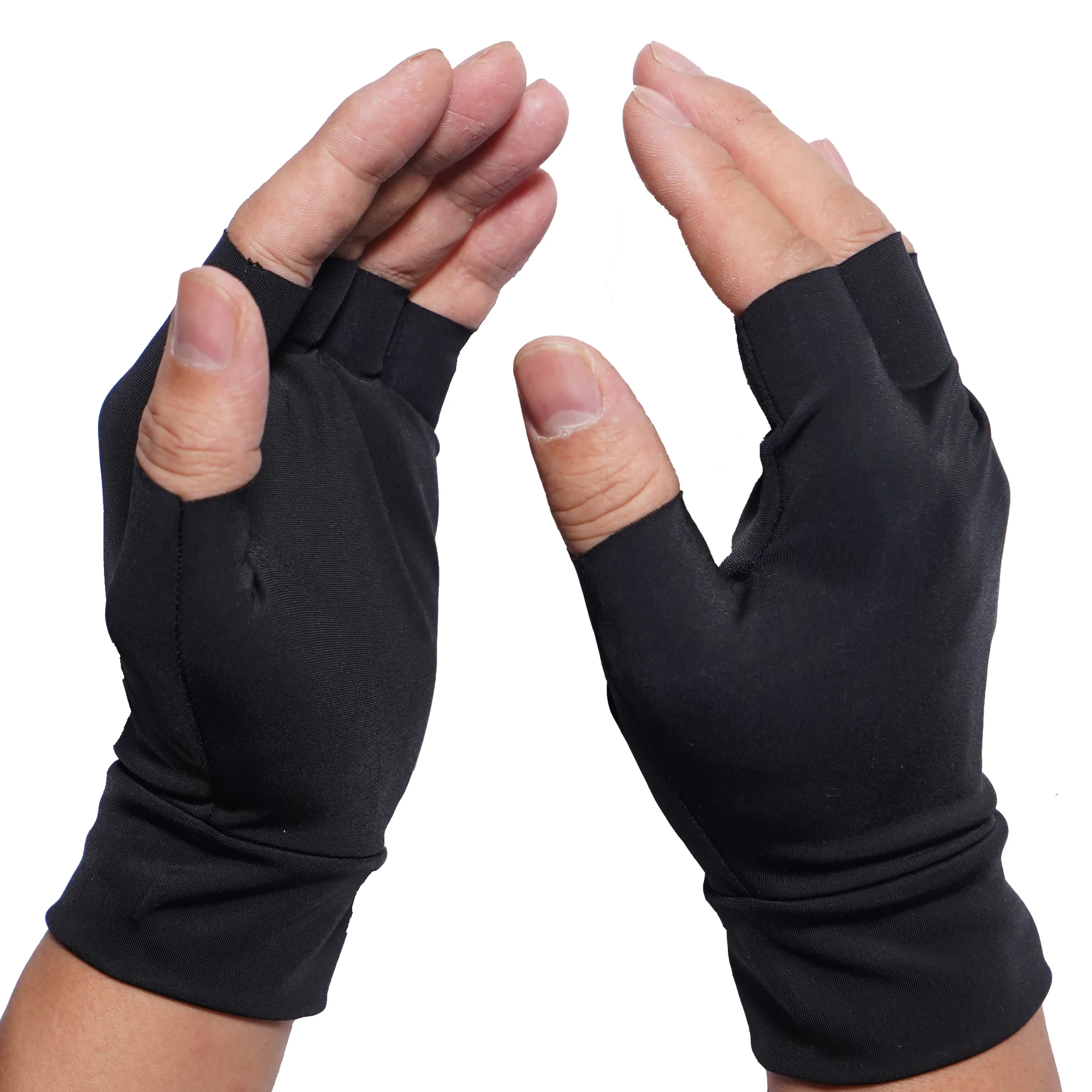 Black Rheumatoid Copper Compression Half Finger Arthritis Gloves