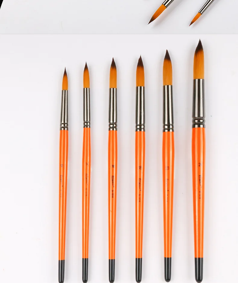 Factory Supply High Quality Orange Color Single Piece Round Head Paint Brush