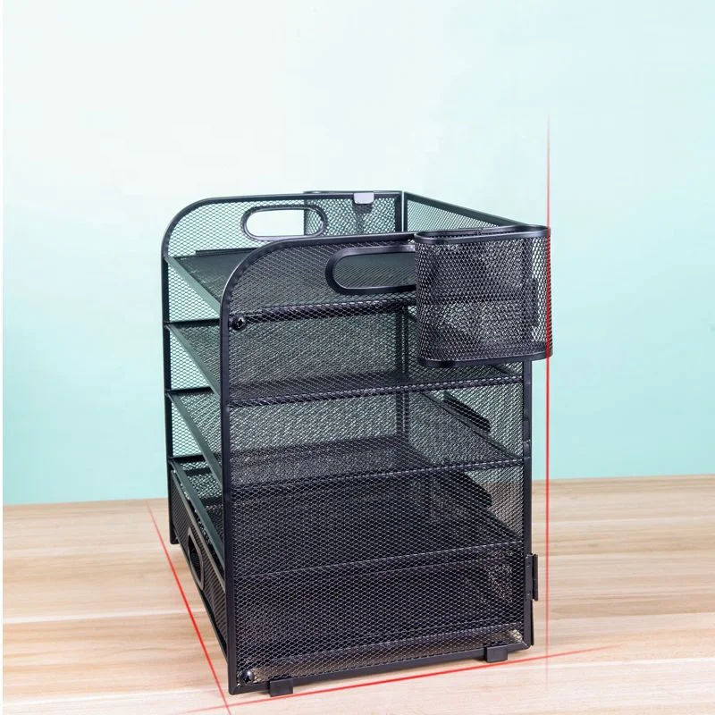 Black Metal Desk Organizer Mesh File Organizer Magazine File Holder for Home Office School