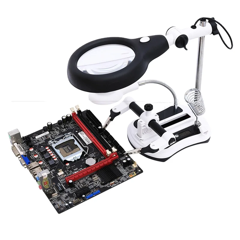 Four Multiples 18LED Lighting Table Lamp Reading Soldering Iron Kit Computer Chip Maintenance Detection Clip-On Magnifying Glass