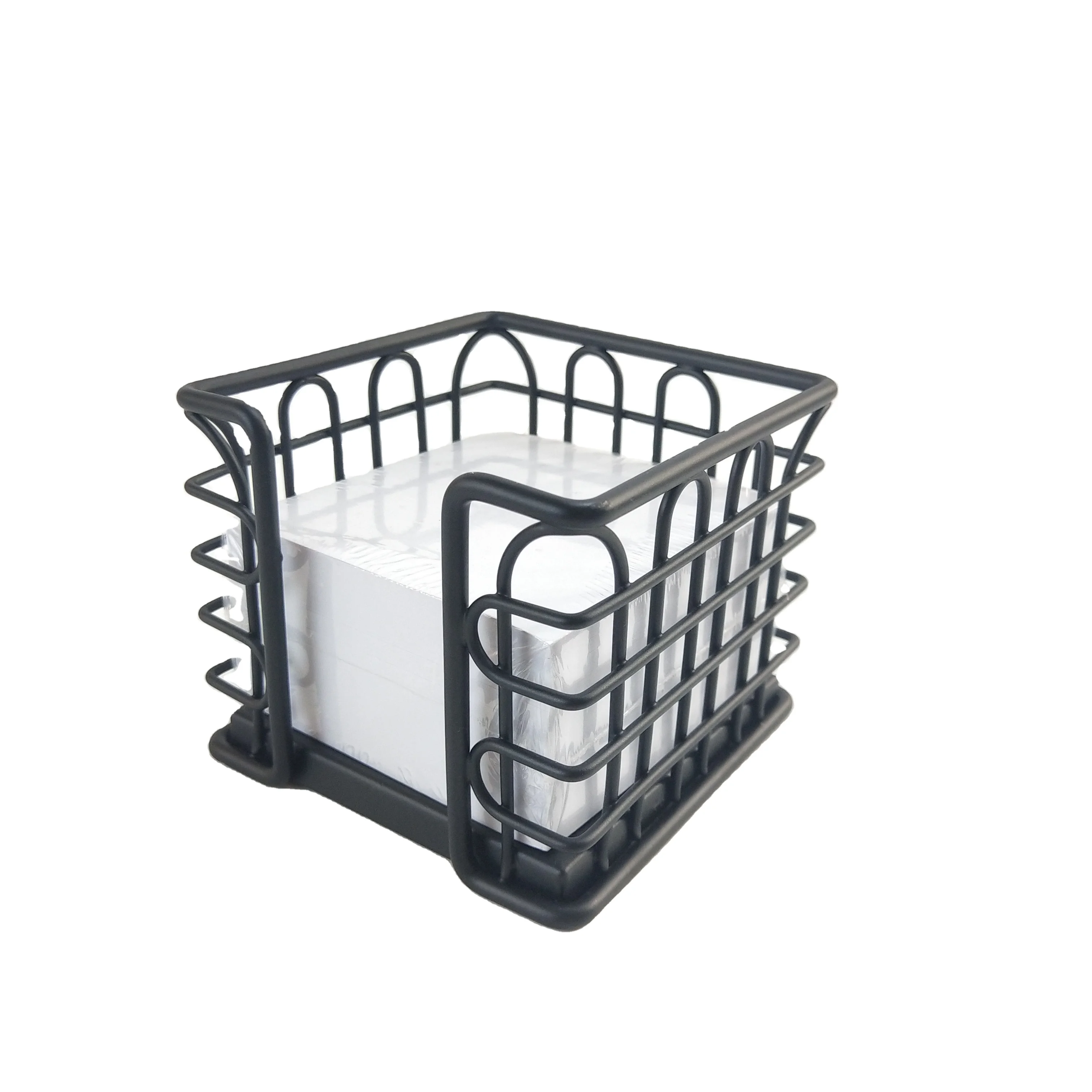 Office Home Schools Desk Supplies Desk Organiser Black Metal Wire Memo Box Card Organizer Pad Sticky Notes Holder