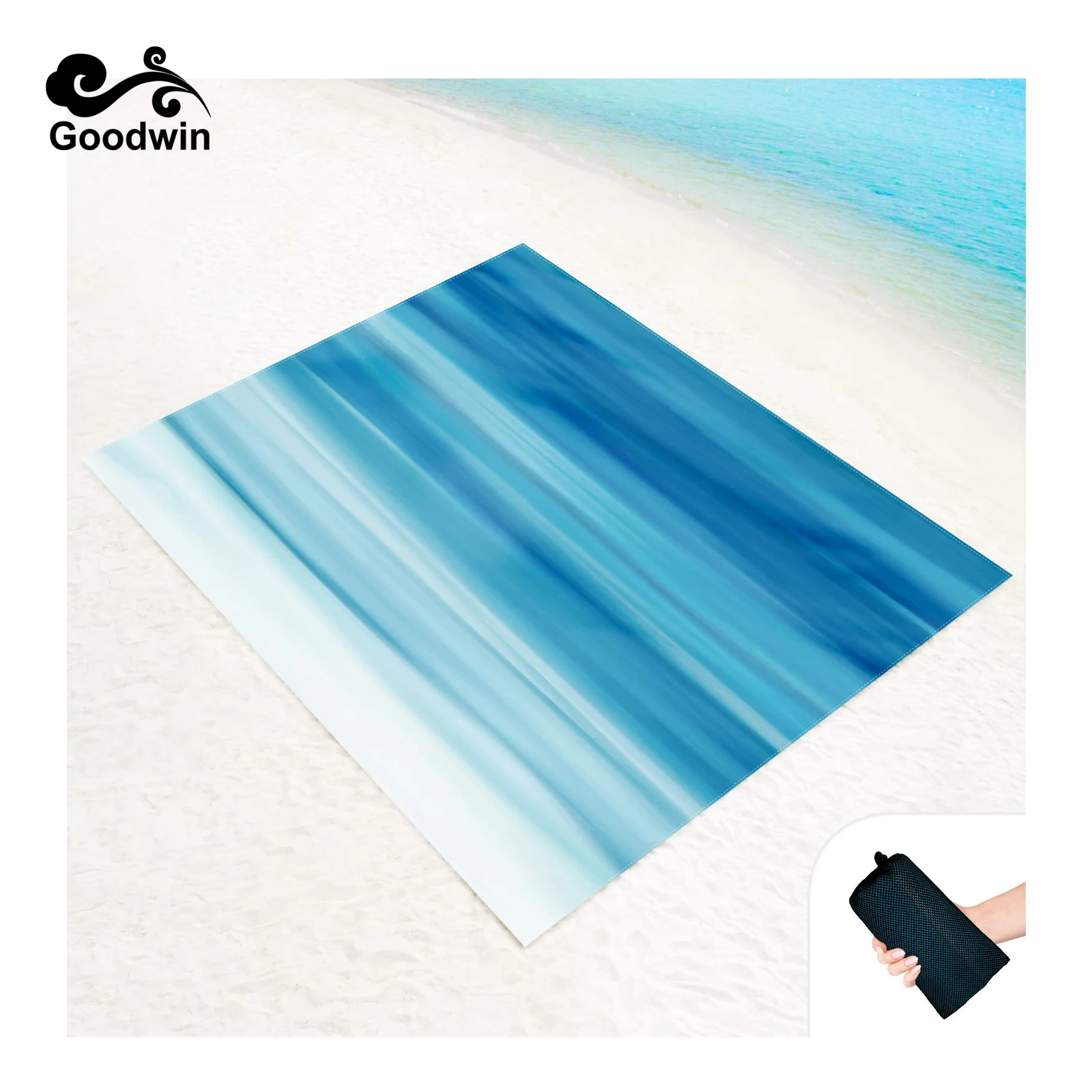 Sand Proof Beach Blanket Polyester Waterproof Foldable Beach Mat Custom Picnic Blanket