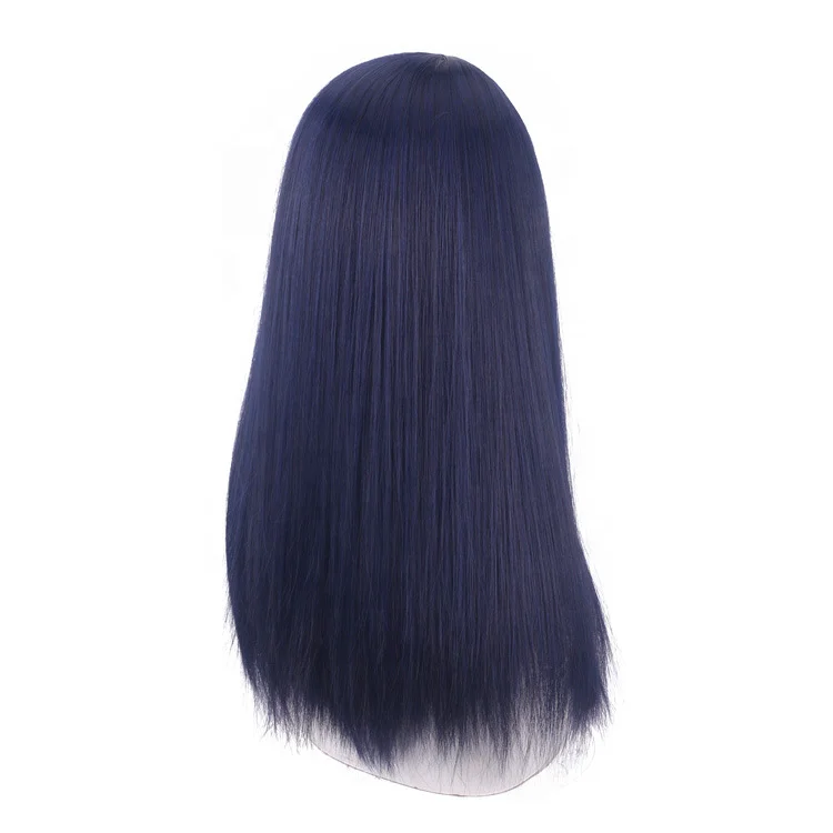 Wholesale LOL League of Legends Anime Wig 50cm Long Straight Dark Blue Caitlyn Wig Cosplay Synthetic Heat Resistant Hair Wig