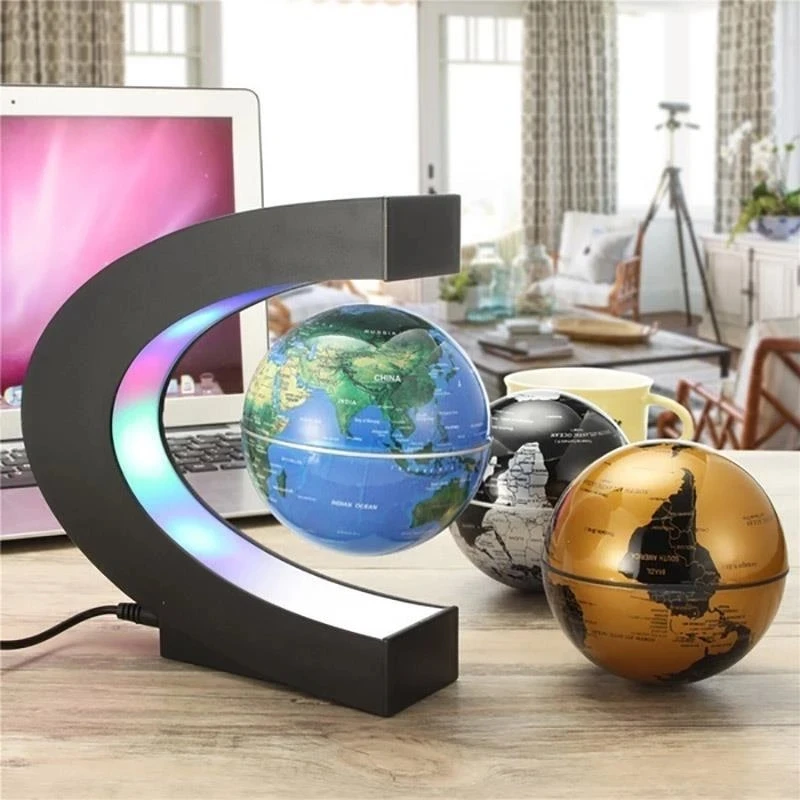 Levitating Lamp Magnetic Levitation Globe LED World Map Rotating Globe Lights Bedside Lights Home Novelty Floating Lamp Gifts