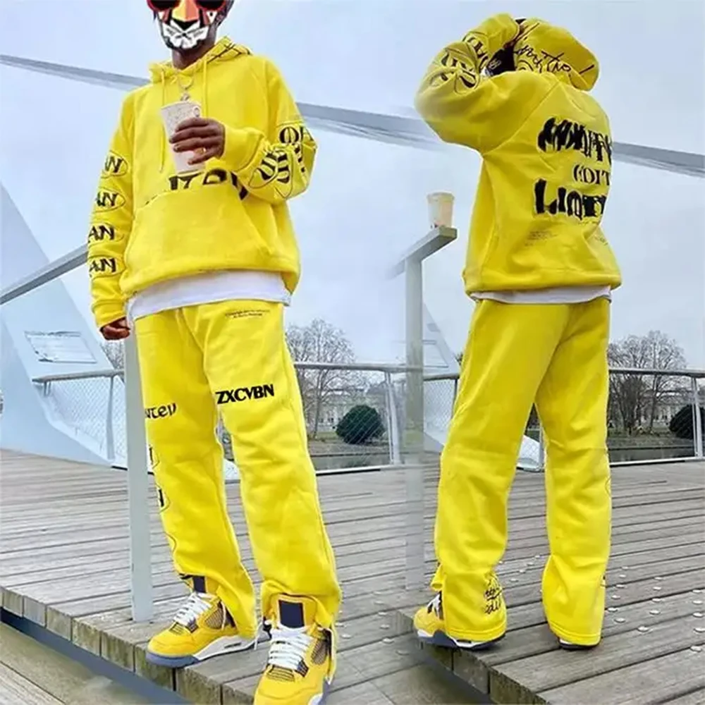 High Quality cotton blank plain men tracksuit heavyweight oversized sweatsuit Sets unisex custom plus size jogger