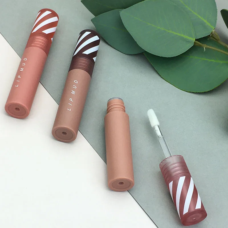Custom Pink Color Clear Lipgloss Containers Tube Screen Printing Plastic Lip Gloss Tubes With Big Brush Big Wand