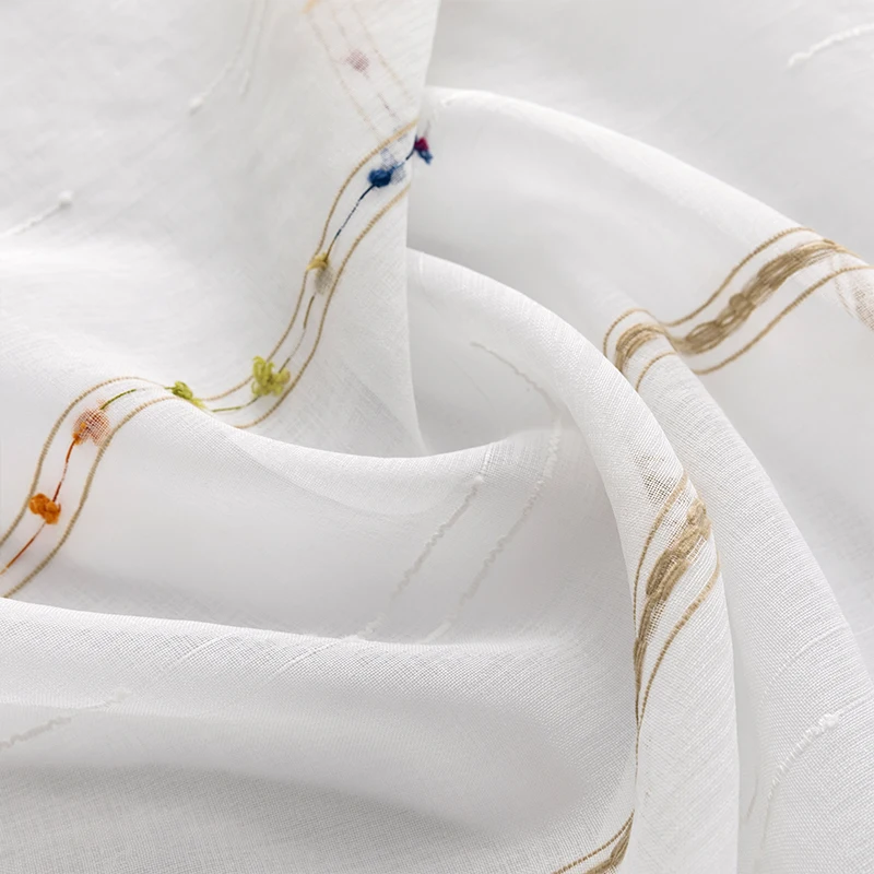 Light Filtering Semi-Sheer Curtains for Nursery Girls Kids Room Rod Pocket Boho Voile Window Sheer Curtains for Bedroom