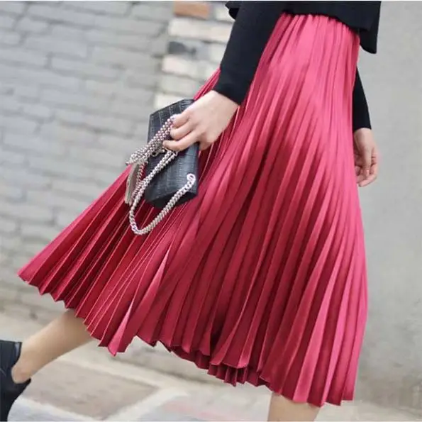 
Fashion Shinny ladies new fashion pleated skirt 