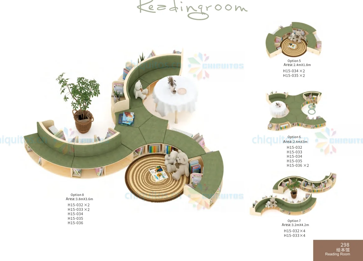Chiquitos Modern Wooden Kids Library Furniture for Early Education Reading Spaces and Playroom Design