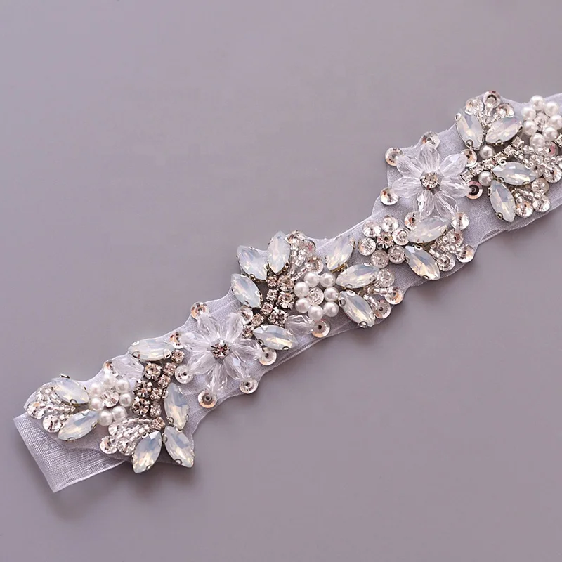 Delicate Crystal Rhinestone Applique Belt Bridal Wedding Sash And Belts For Evening Party Dress Accessories