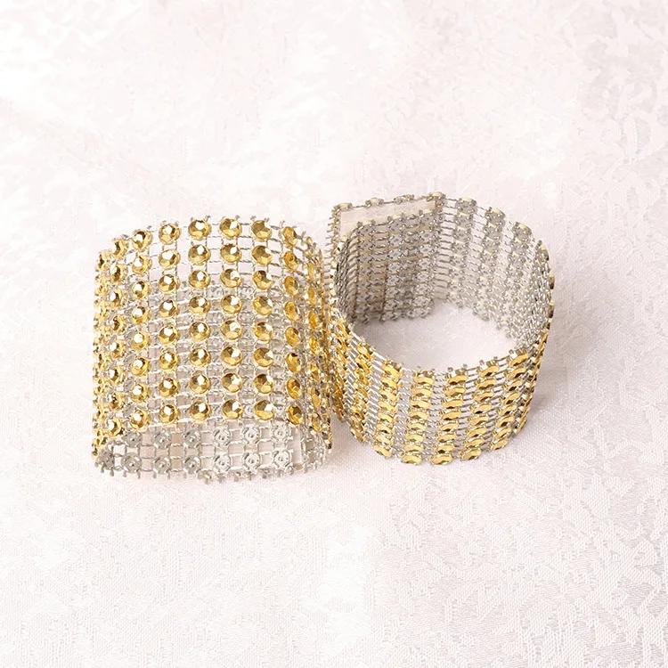 Wholesale Plastic Napkin Ring Luxury Elegant Table Decoration Crystal Silver Rose Gold Napkin Rings for Wedding Party Banquet
