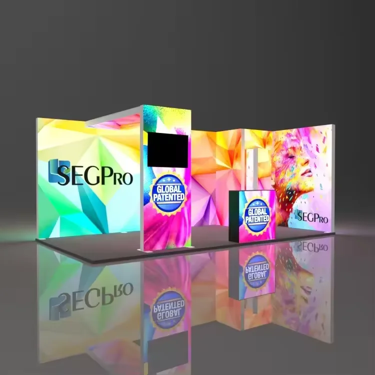 Modular exhibition booth backlight LED light box Custom size SEG light box Portable background wall display booth equipment