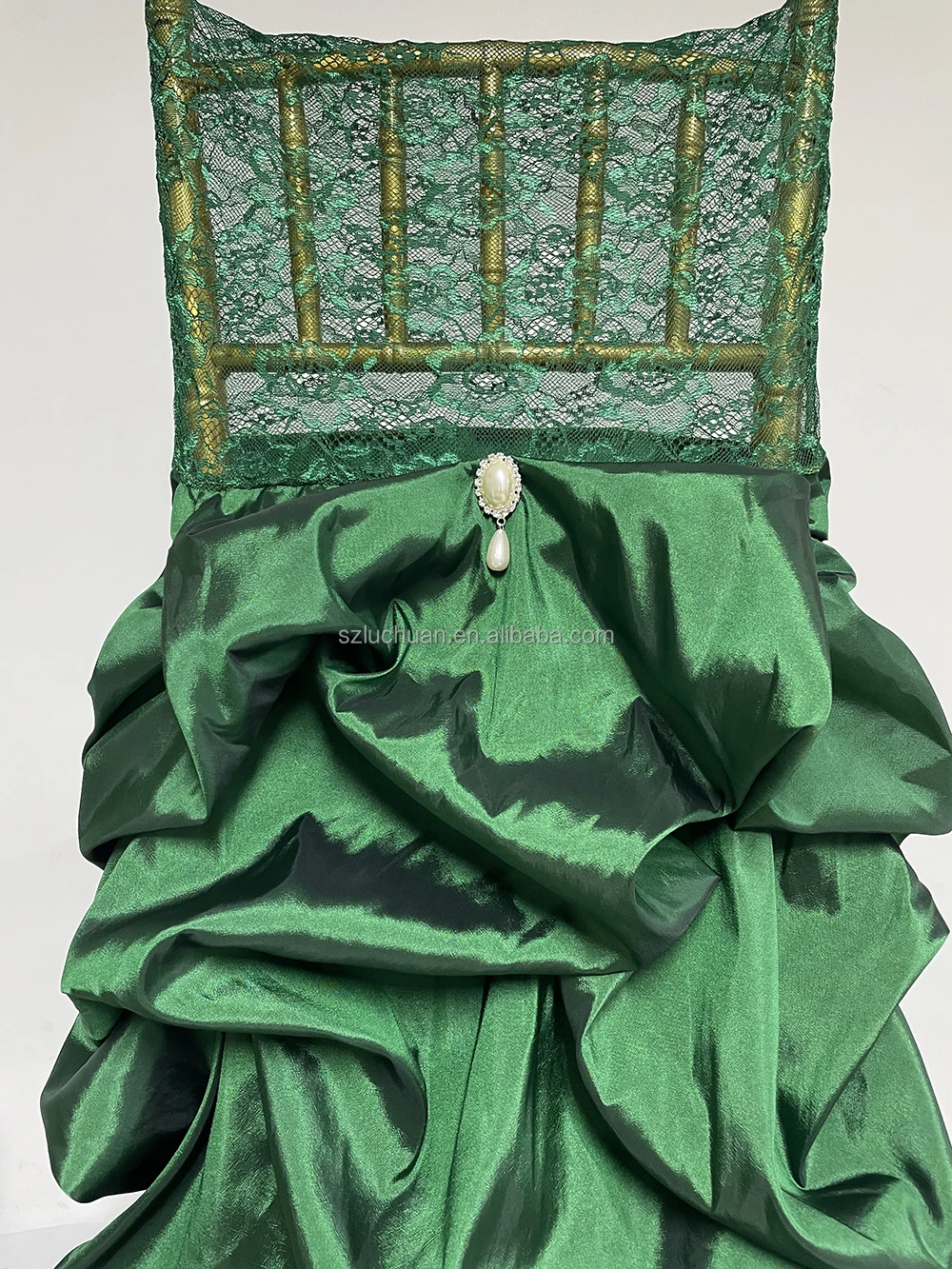 Кружевной чехол на стул из Зеленой Тафты, чехол на стул с оборками для свадебного банкета, белые чехлы на стулья на заказ