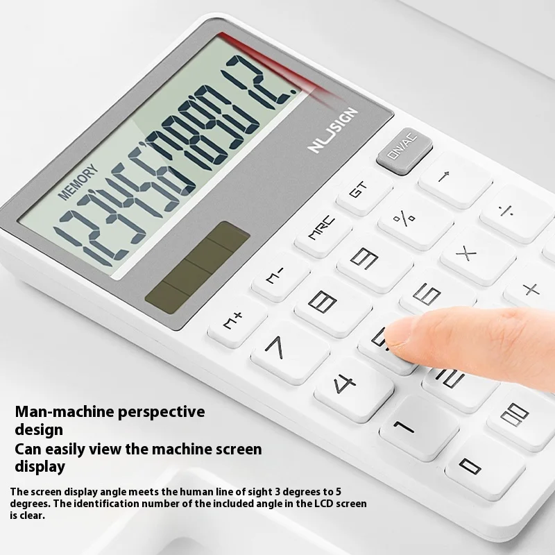 Deli New Sai Portable Solar Fashion Calculator 12-Slot Mini Office Accounting Computer Dual Power Plastic Button Light Thin Moss