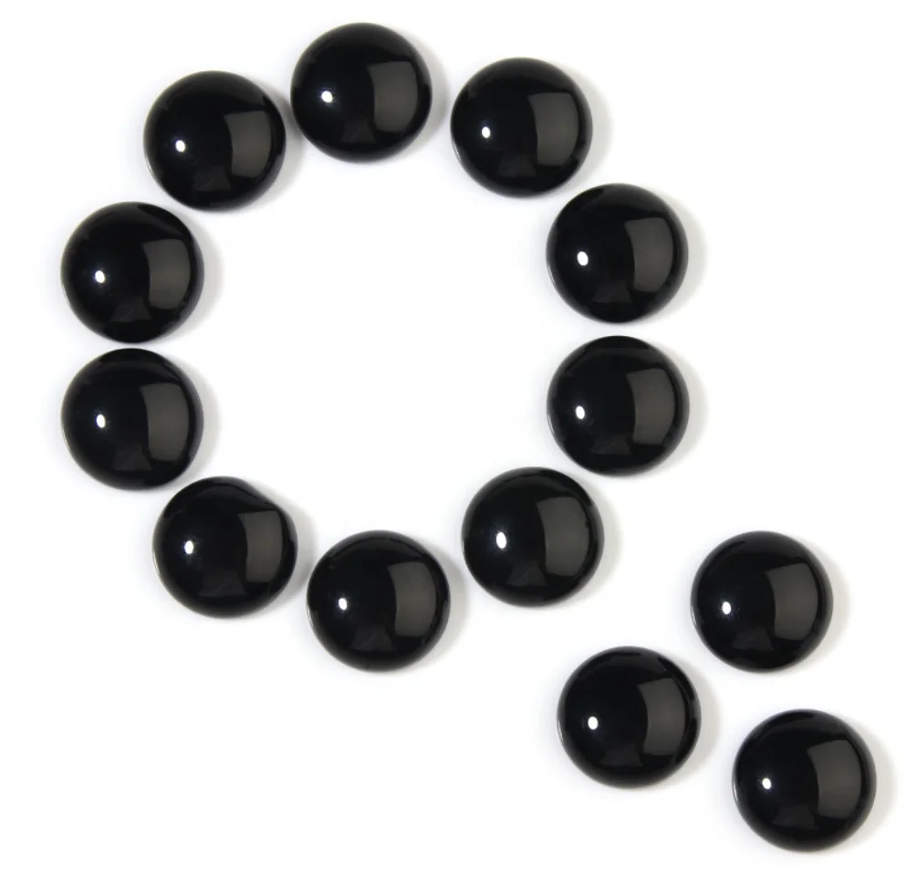 ArthurGem wholesale high quality natural black agate round cut, black agate loose gemstone cabochons for jewelry making