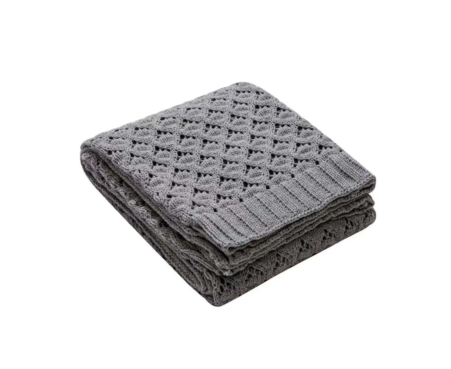 Nordic diamond hole knitted blanket sofa soft home wool bedding blanket photo