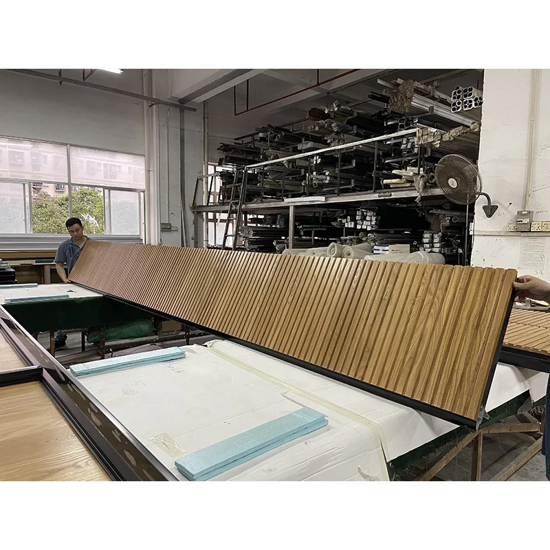 Modern white oak original color varnish solid wood grille electric garage door supplier manufacturer