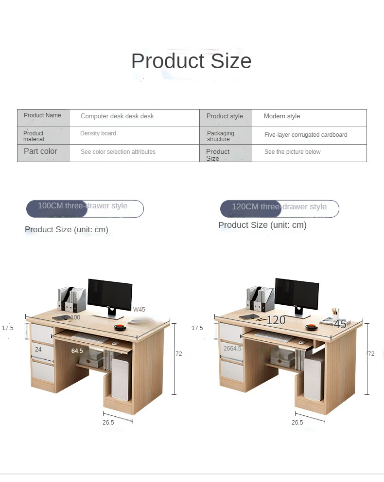 Home office furniture student writing study desk with drawer lock simple large desktop corner computer desk