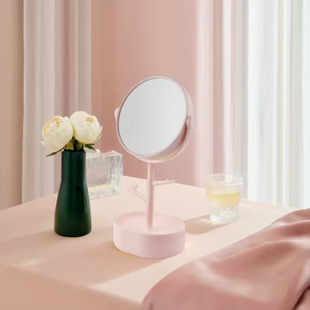 Fashion Table Makeup Mirror with Storage Case for Cosmetics